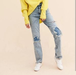 Free People My Own Lane Straight Jeans - Blue; Size 24